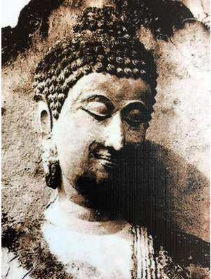 'Old Stone Buddha' Photographic Print on Canvas
