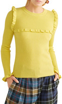 Thumbnail for your product : See by Chloe Ruffle-trimmed Ribbed Alpaca-blend Sweater