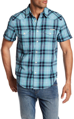 Lucky Brand Western Plaid Short Sleeve Regular Fit Shirt