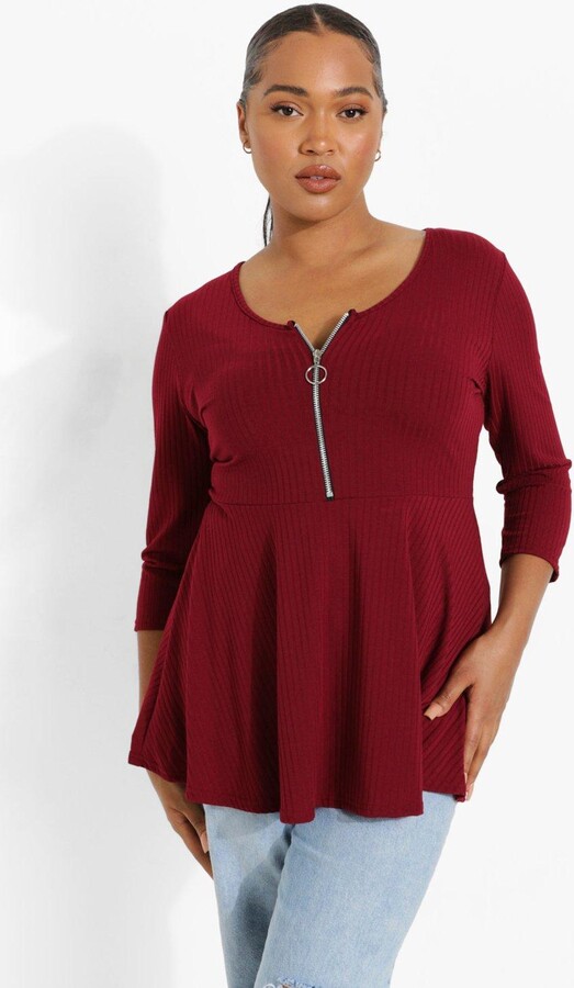 peplum blouse with front zip