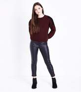 Thumbnail for your product : New Look Teens Burgundy Floral Lace Shoulder Jumper