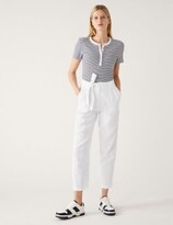 Thumbnail for your product : M's Pure Linen Belted Tapered Trousers