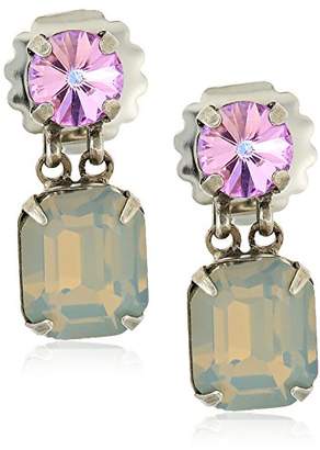 Sorrelli Lotus Crystal Octagon and Round Post Drop Earrings