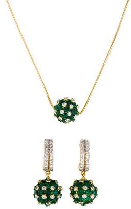 Amrapali 18K Emerald & Diamond Necklace & Earring Set