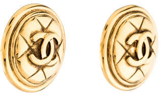 Chanel CC Quilted Clip On Earrings