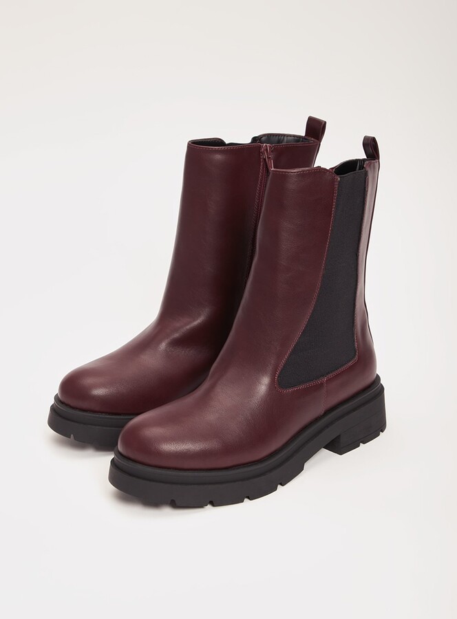 shoes tu chelsea boots Tu Red Oxblood Chunky Sole Longline Chelsea Boots ShopStyle