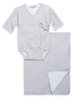 Baby's Two-Piece Cotton Bodysuit and Blanket Set