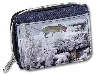 Advanta - Denim Wallet Field Mice, Snow Mouse Girls/Ladies Purse AMO-4JW Credit Card Case, 13 cm, Denim Blue