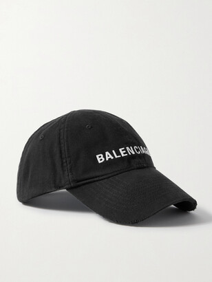 Balenciaga Distressed Embroidered Cotton-twill Baseball Cap