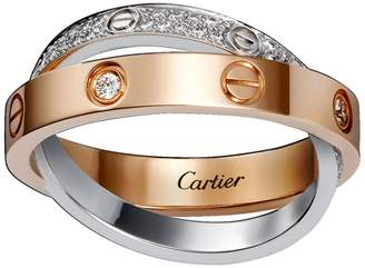 Cartier White and Pink Gold Diamond-Paved Love Ring