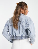 Thumbnail for your product : WÅVEN 80s style cropped denim jacket in vintage light blue