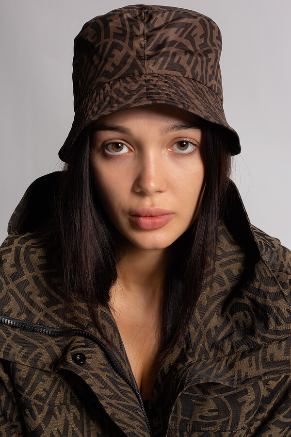 Fendi Synthetic Ff Logo Reversible Bucket Hat in Brown Womens Accessories Hats 