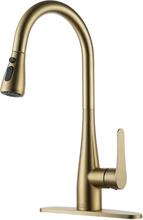 CASAINC Single Handle Pull Down Sprayer Kitchen Faucet with Dual-Function Pull out Sprayer, Stainless Steel in Brushed Nickel