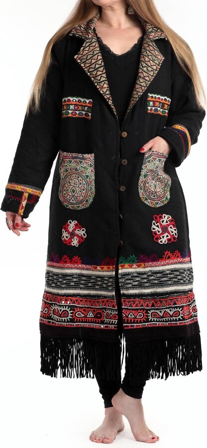 StandAwt Rare Merino Wool Coat In Black Multi