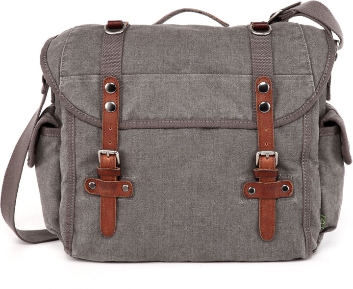 TSD BRAND Silver Road Canvas Messenger Bag