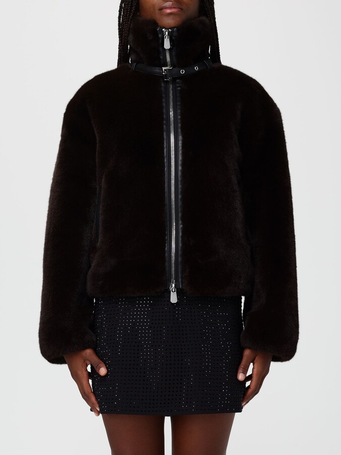 Pinko Fur Coat Woman color Brown