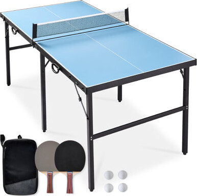 TMS Medium Folding Indoor and Outdoor Ping Pong Table with 2 Paddles, 4 Balls and Carry Bag