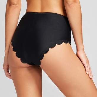 Vanilla Beach Women's Scallop Cheeky High Waist Bikini Bottom
