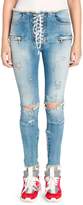 Thumbnail for your product : Unravel Project Vintage Lace-Up Skinny Jeans