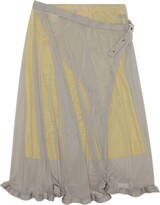 Grey Layered Mesh Wrap Midi Skirt 
