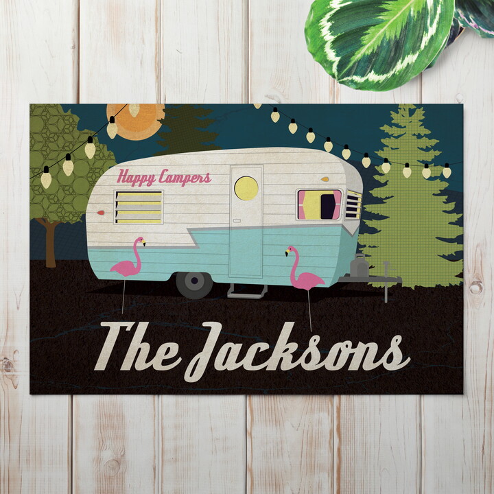 Personalization Mall Personalized Happy Campers Doormat - Nighttime