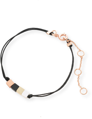 Oliver Bonas Tawah Square Bead & Cord Black Friendship Bracelet
