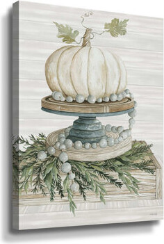 ArtWall White Pumpkin On Display - Painting Print on Canvas