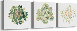 Red Barrel Studio Succulent Cameo VI - 3 Piece Wrapped Canvas Painting Set
