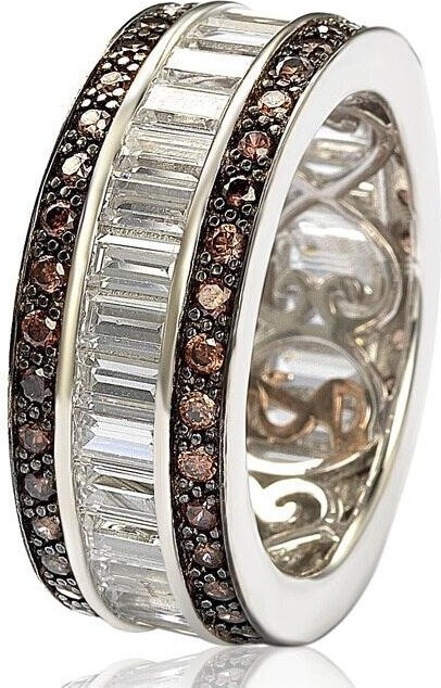 Suzy Levian New York Suzy Levian Sterling Silver Cubic Zirconia White Baguette Modern Eternity Band Ring