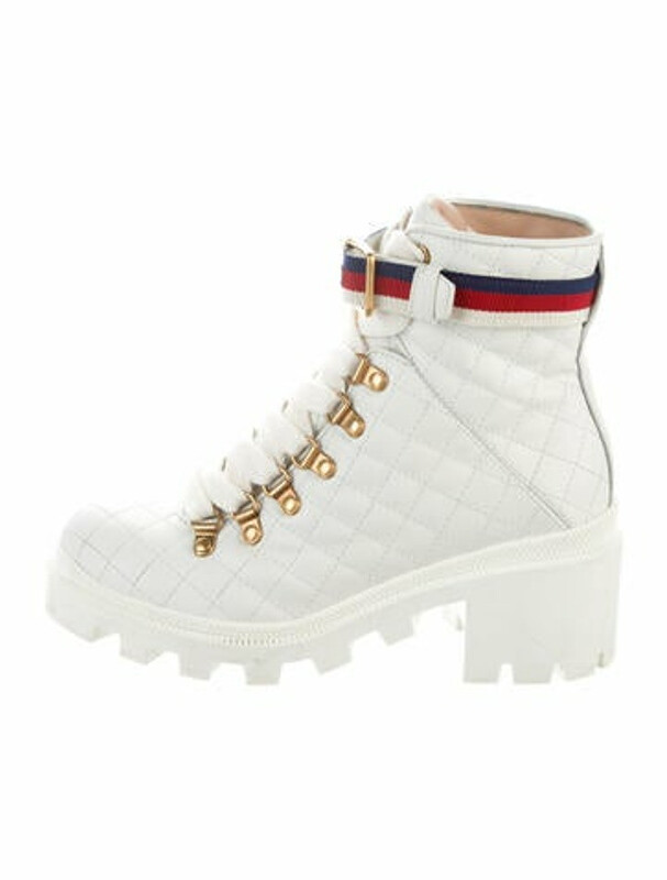 Gucci Trip Sylvie Web Accent Combat Boots White - ShopStyle