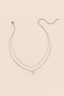 Amyo Gold Layered Necklace Set, Dangle Cross Necklace Gold Vermeil / Neck Circumference Under 15in