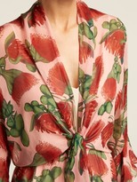 Thumbnail for your product : Adriana Degreas Fiore Protea-print Silk Ruffled Midi Dress - Pink Print