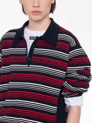Miu Miu Striped Cotton Polo Shirt Miu Miu Striped cotton
