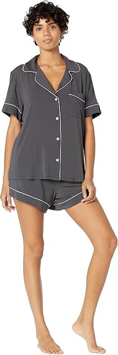 Eberjey Gisele Relaxed Shorts PJ Set Women's Pajama Sets Graphite/Sorbet Pink : SM, Spandex/Modal