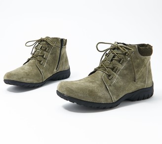 olive lace up booties