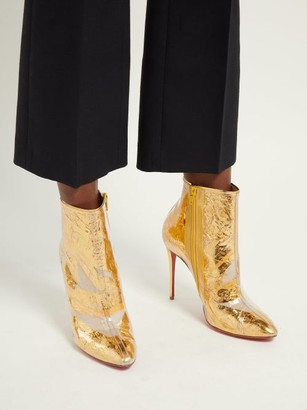 Christian Louboutin Booty Cap 100 Creased-foil Perspex Ankle Boots - Gold