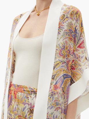 Etro Annodota Fringed Floral-print Silk Cover Up - White Multi