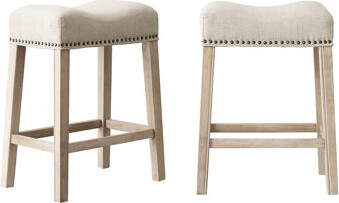 Ophelia & Co. 2pcs Counter Height Stools - Upholstered Saddle Seat 2 Fabric Seat