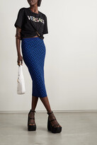 Thumbnail for your product : Versace La Greca Jacquard-knit Midi Skirt - Blue