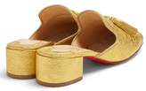 Thumbnail for your product : Christian Louboutin Barry 35 Tasseled Grained Leather Mules - Womens - Gold