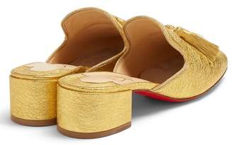 Christian Louboutin Barry 35 Tasseled Grained Leather Mules - Womens - Gold