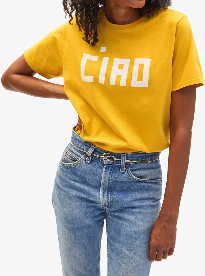 Clare Vivier Ciao Original Tee In Marigold With Cream Block Ciao