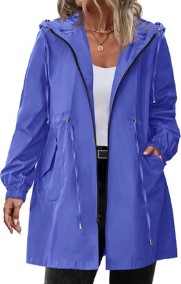 IN'VOLAND Women's Rain Jacket Plus Size Long Raincoat Lightweight Hooded  Windbreaker Waterproof Jackets with Pockets - ShopStyle