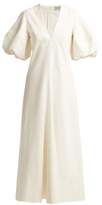 Thumbnail for your product : Lee Mathews - Georgia Puff Sleeve Linen Blend Dress - Womens - White