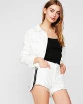 Thumbnail for your product : Express High Waisted Side Stripe Raw Hem Denim Shorts