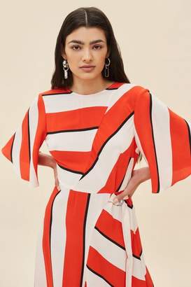 Topshop Diagonal Stripe Midi Dress