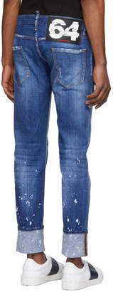 DSQUARED2 Blue Splashed Cuff Regular Clement Jeans