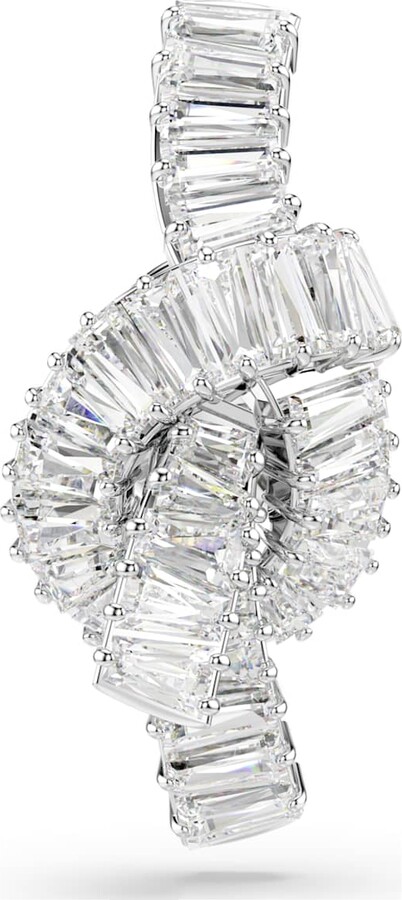 Swarovski Matrix tack pin Baguette cut Knot White Rhodium plated