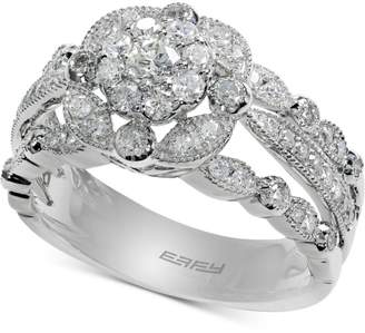 Effy EFFYandreg; Diamond Floral Engagement Ring (7/8 ct. t.w.) in 14k White Gold