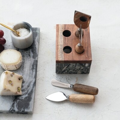 Storied Home Marble Cheese Server Set of 4